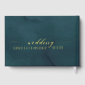 Aquarelle turquoise Gold Script Mariage élégant (Verso)