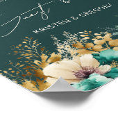 Aquarelle Turquoise or Mariage Invité Poster (Coin)