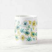 Aquarelle turquoise or Nom floral Mug cadeau (Centre)