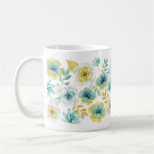 Aquarelle turquoise or Nom floral Mug cadeau (Gauche)
