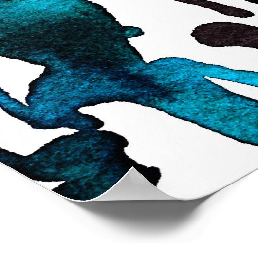 Aquarelle turquoise Poster Abstrait (Coin)