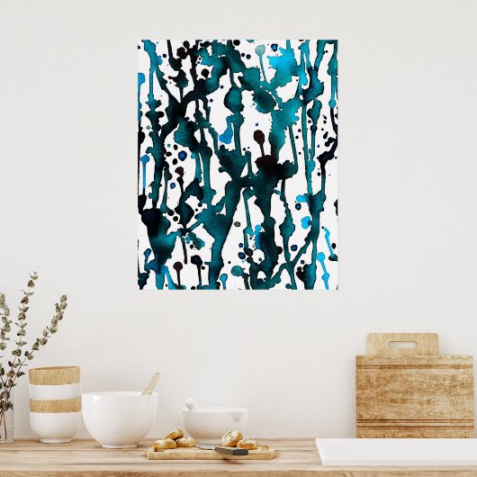 Aquarelle turquoise Poster Abstrait (Cuisine)