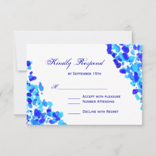Aquarelle Turquoise Royal Blue Wedding Cartes RSVP (Devant)