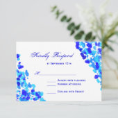 Aquarelle Turquoise Royal Blue Wedding Cartes RSVP (Debout devant)