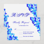 Aquarelle Turquoise Royal Blue Wedding Cartes RSVP (Devant / Derrière)