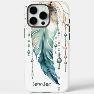 Aquarelle Turquoise Sacrée Plume iPhone / coque ip