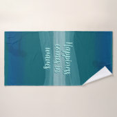 Aquarelle turquoise Vagues Citation Serviette de b (Serviette de bain)