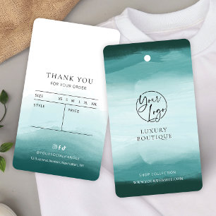 Aquarelle Turquoise Vêtements Boutique Hang Tag Ét