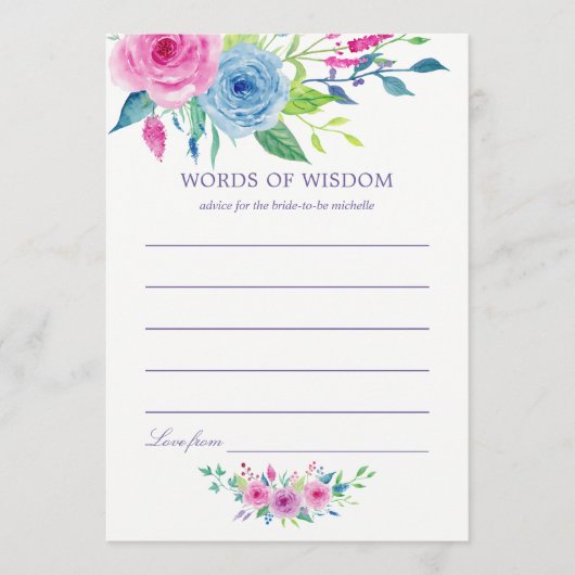 Aquarelle Ultra Violet Floral Mariée Conseil (Devant)