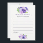 Aquarelle Ultra Violet Floral Mariée Conseil<br><div class="desc">Aquarelle fleurie douche nuptiale mots de cartes de sagesse avec couleur de l'année 2018 ultra violet avec des nuances compatibles de violet. Les fleurs comprennent hydrangée,  lavande,  pivoines et roses.</div>