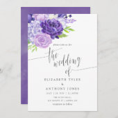 Aquarelle ultra violette Faire-part de mariage flo (Devant / Derrière)