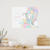 Aquarelle Unicorn Affiche de bienvenue d'anniversa (Cuisine)