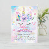 Aquarelle Unicorn Anniversaire Fête Invitation Enf (Debout devant)
