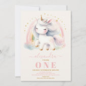 Aquarelle Unicorn Anniversaire Invitation 1ère (Devant)