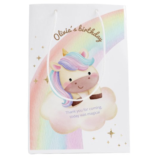 Aquarelle Unicorn Rainbow Party Favoriser le sac (Devant)