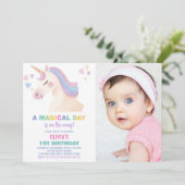 Aquarelle Unicorne Anniversaire Invitations avec p (Debout devant)