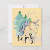 Aquarelle Unicorne - Carte de Noël (Devant)