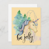 Aquarelle Unicorne - Carte de Noël (Devant / Derrière)