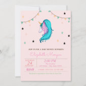 Aquarelle Unicorne, Stars Baby shower Invitation (Devant)