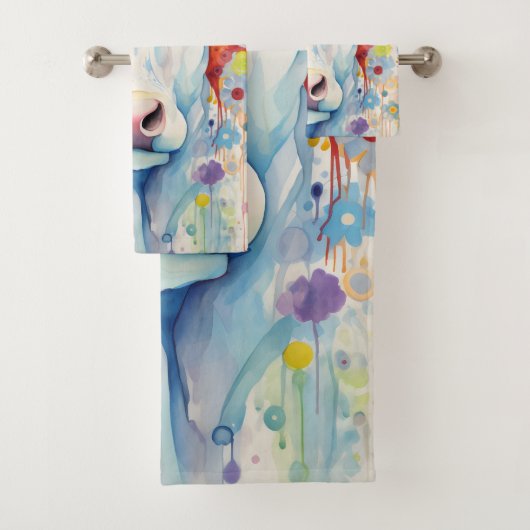 Aquarelle Vache blanche mousseuse (En situation)