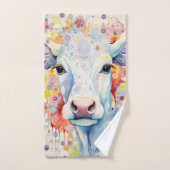 Aquarelle Vache blanche mousseuse (Serviette à main)