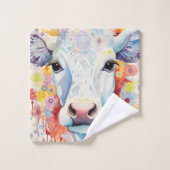 Aquarelle Vache blanche mousseuse (Gant de toilette)