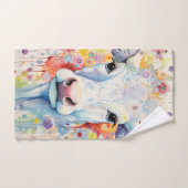 Aquarelle Vache blanche mousseuse (Serviette à main)