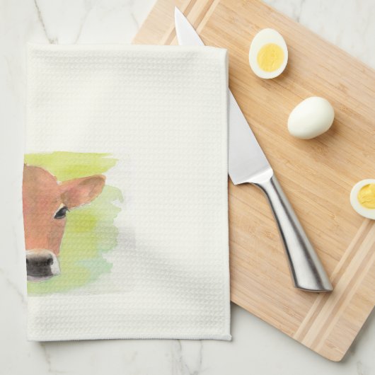 Aquarelle Vache serviette de cuisine (Quart Plié)