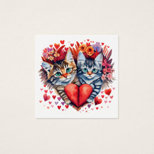 Aquarelle Valentines chats avec amour