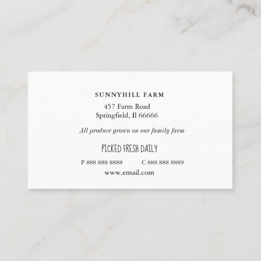 Aquarelle Vegetable sur Carte de visite blanc (Dos)