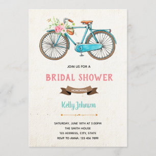 Aquarelle vélo nuptiale invitation à la douche