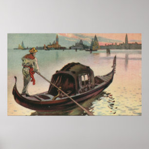 aquarelle Venice La Gondola Poster