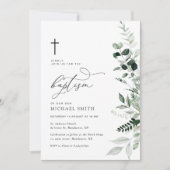 aquarelle verdure baptême invitation (Devant)