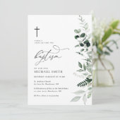 aquarelle verdure baptême invitation (Debout devant)