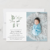 aquarelle verdure Baptême photo invitation (Devant)
