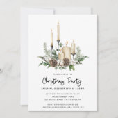 Aquarelle Verdure bougies Noël Invitation de fête (Devant)