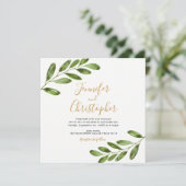 Aquarelle Verdure Carré Mariage Invitations (Debout devant)