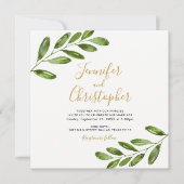 Aquarelle Verdure Carré Mariage Invitations (Devant)