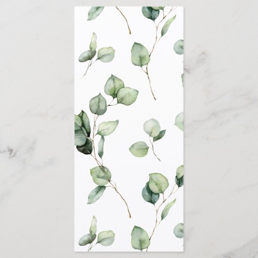 Aquarelle Verdure Élégant Mariage Cartes à menu (Dos)