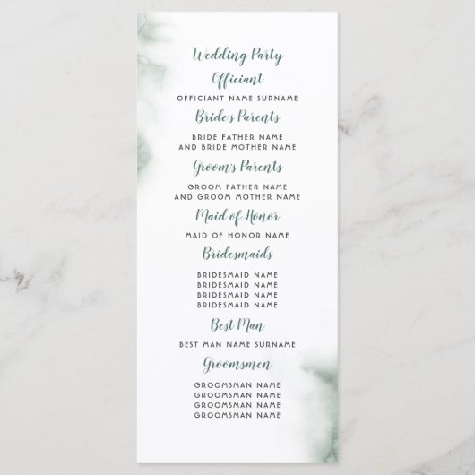 Aquarelle Verdure Élégants Programmes de mariage (Dos)