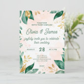 Aquarelle Verdure et Faire-part de mariage or (Debout devant)