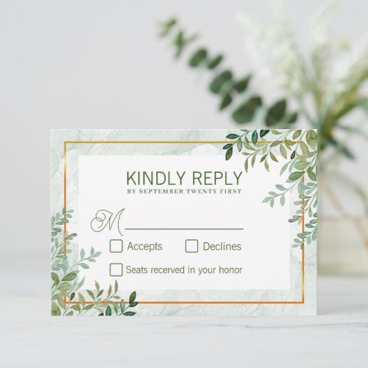 Aquarelle verdure feuillage feuille mariage rsvp (Debout devant)