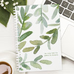 Aquarelle Verdure Feuille Botanique Personnalisée<br><div class="desc">Séjournez organisé avec cette belle aquarelle verdure feuille botanique personnalisé planificateur. Parfait pour les femmes qui aiment les designs inspirés de la nature, ce planificateur allie élégance et fonctionnalité. Les délicats feuilles d'aquarelles apportent une touche de tranquillité à votre quotidien. Personnalisez-le avec votre nom pour un planificateur unique et élégant...</div>