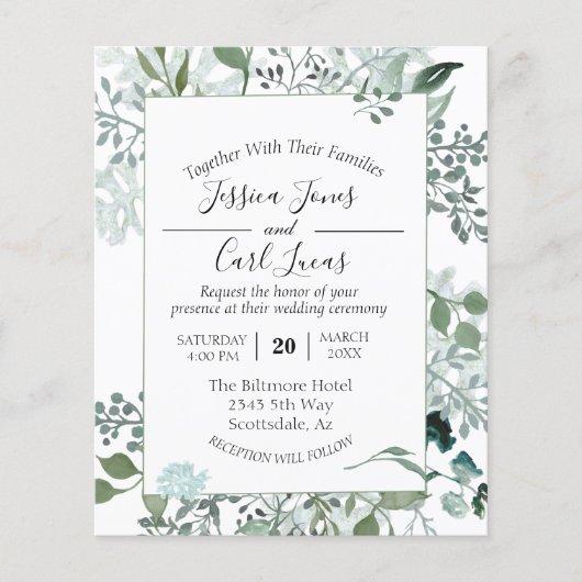 Aquarelle Verdure Feuille Cadre botanique Invitat (Devant)