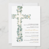 Aquarelle Verdure Floral Baptême Invitation (Devant)