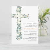 Aquarelle Verdure Floral Baptême Invitation (Debout devant)