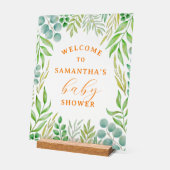 Aquarelle Verdure Foliage Baby shower Bienvenue (Angle)