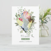 Aquarelle Verdure Photo Faire-part de grossesse (Debout devant)