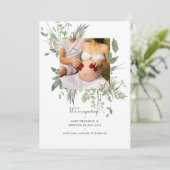 Aquarelle Verdure Photo Faire-part de grossesse (Debout devant)