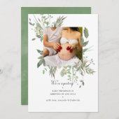 Aquarelle Verdure Photo Faire-part de grossesse (Devant / Derrière)